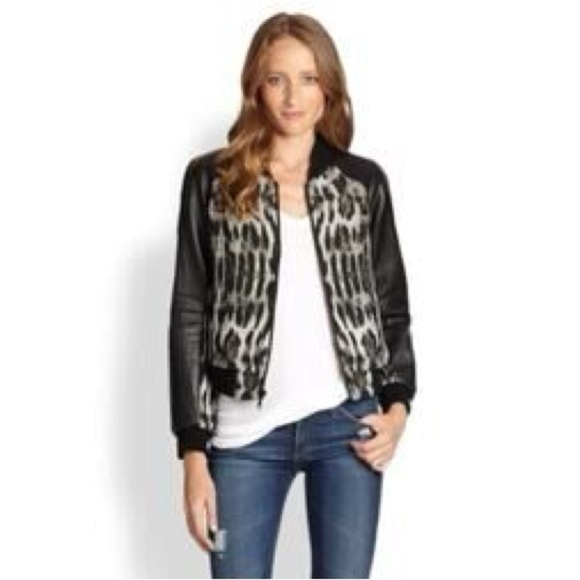 Rebecca Minkoff Jackets & Blazers - Leopard Print Sheer Sleeve Bomber Jacket Grunge Y2K